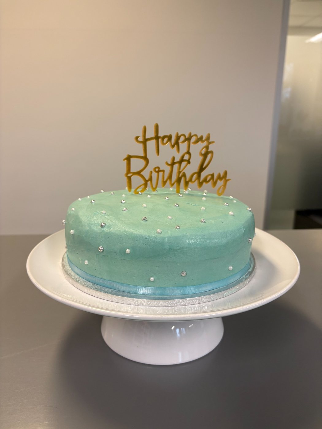 Simple mint birthday cake