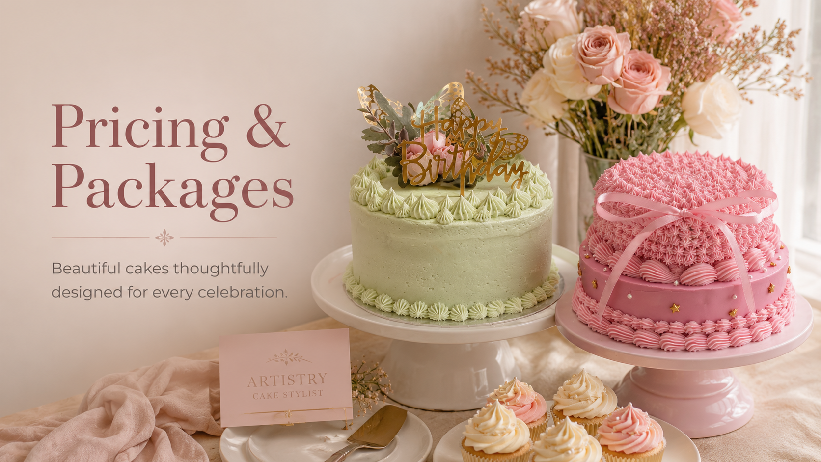 Artistry Cake Stylist pricing and cake packages